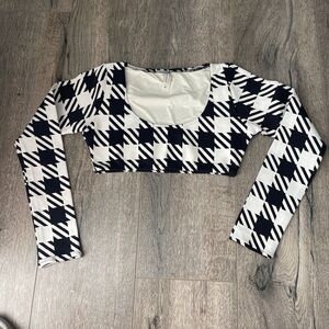 SOLID & STRIPED Black and White Houndstooth Bikini Top